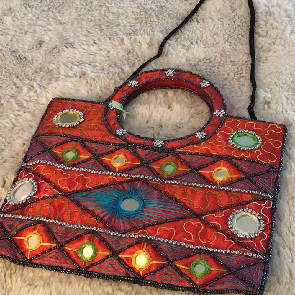 Made in India hippie bag pouch beads mirrors festival hippo bag boho
